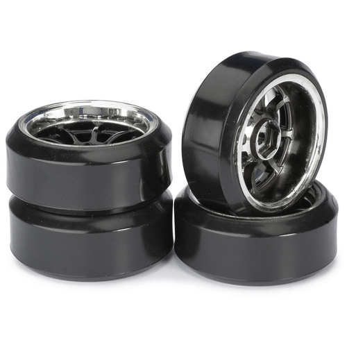 Absima Wheel Set Drift LP " 9 Spoke / Profile C" black/chrome 1:10 (4 pcs)   