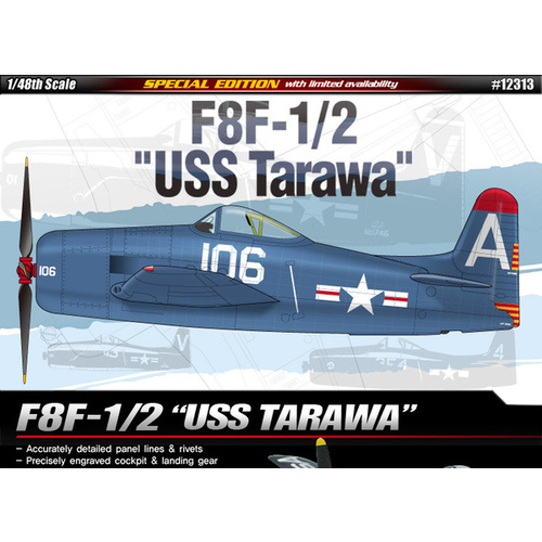 Academy - 1/48 F8F-1/2 "USS Tarawa" Le: Bearcat Plastic Model Kit [12313]