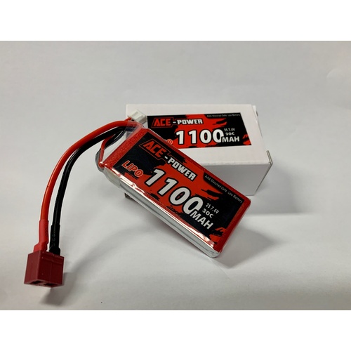 Ace Power - 7.4v 1100mAh 30c 2S Lipo w/Deans Plug