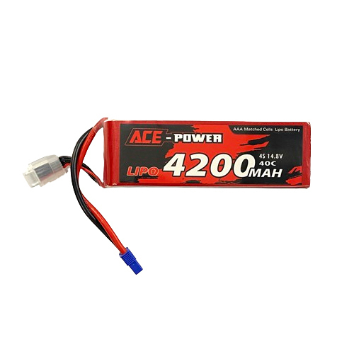 Ace Power - Lithium Polymer Battery 14.8v 4200mAh 40C 4S W/EC3