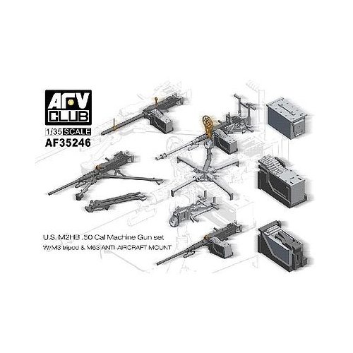 AFV Club - 1/35 U.S. M2HB .50 Cal Machine Gun Set W/M3 Tripod & M63 ANTI-AIRCRAFT MOUNT