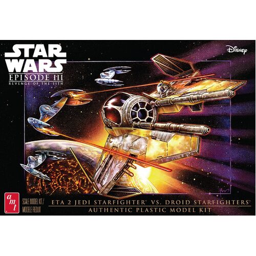 AMT 1/48 Star Wars: The Phantom Menace Jedi Starfighter vs Droid Fighters Plastic Model Kit