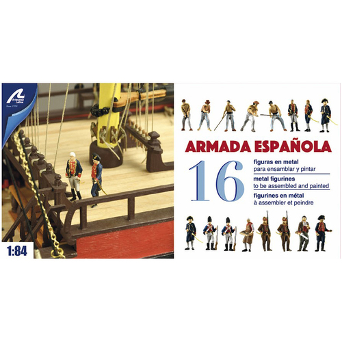 Artesania Latina - Set of 16 Spanish Armarda Figurines & Photo-etched Accessories for Santisima Trinidad