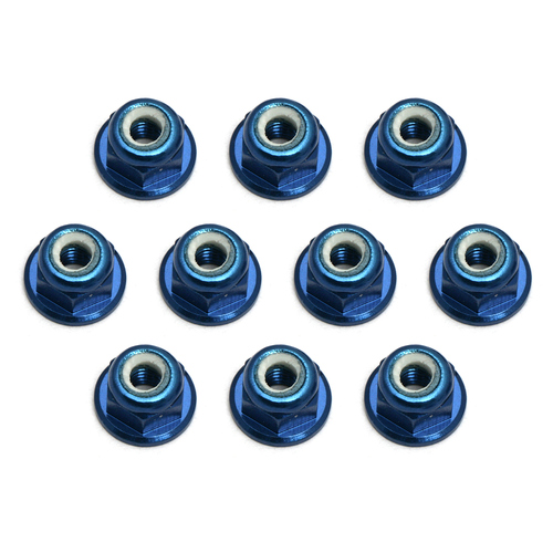 FT Locknuts, M3, flanged, blue aluminum