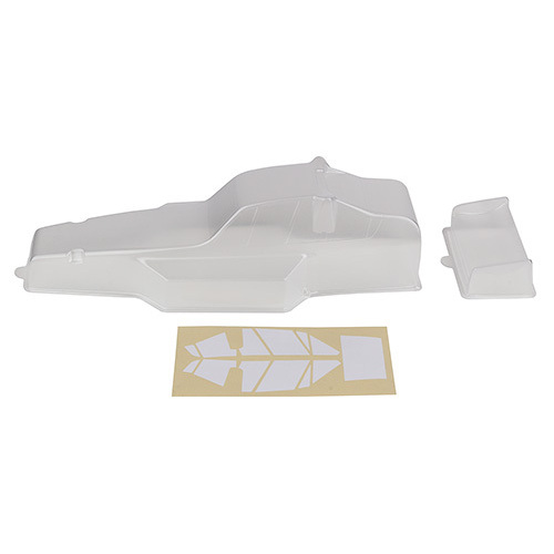 RC10 Protech Body and Wing, clear, with window masks