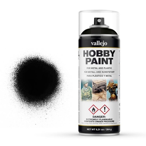 Vallejo - Aerosol Black Primer 400ml Hobby Spray Paint [28012]