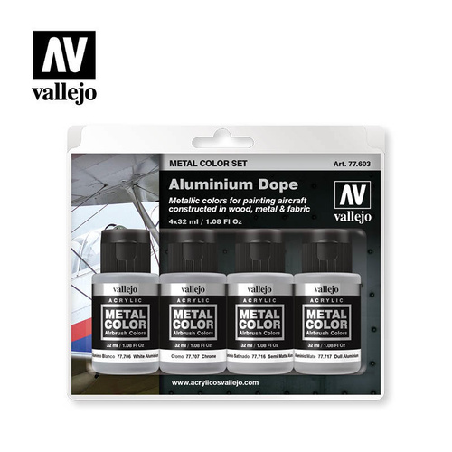 Vallejo - Metal Colour - Aluminium Dope 4 Colour Acrylic Paint Set