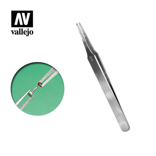 Vallejo - Flat Rounded Stainless Steel Tweezers (120mm)