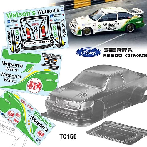 Bodyworx - 1/10 Ford Sierra clear body shell w/Watsons decals