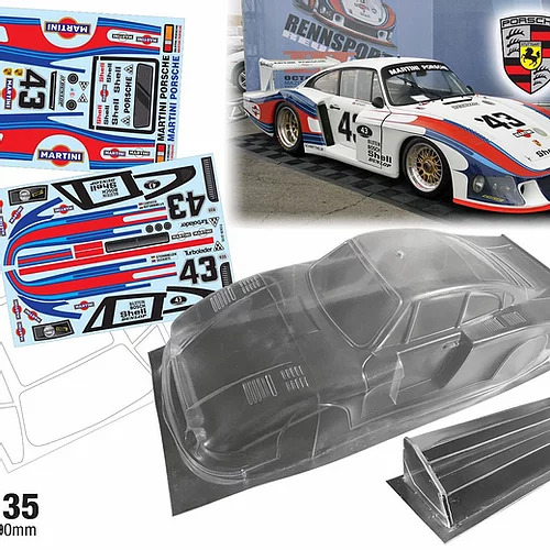 Bodyworx - 1/10 Porsche 935 clear body w/Martini decals