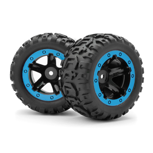 Blackzon Slyder MT Wheels/Tyres Assembled (Black/Blue) [540108]