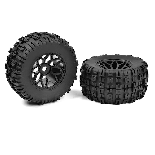 Team Corally - 1/8 Off-Road Rim and Tyres Mud Claws on black rims 2pc