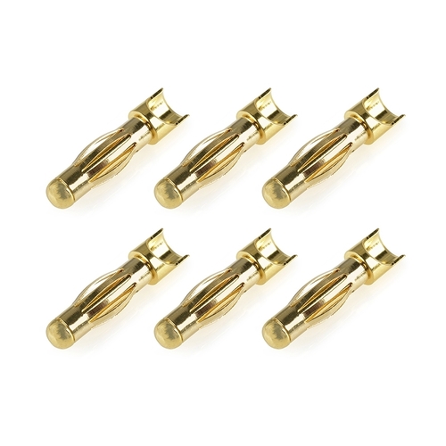 Team Corally - Bullit Connector 4.0mm - Male - Spring Type - Gold Plated - Wire Straight  - 6 pcs