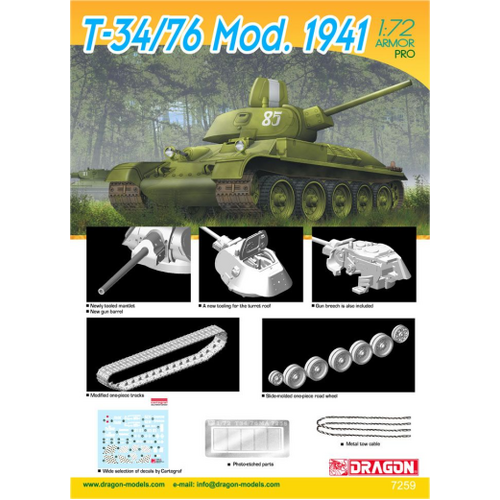 Dragon 1/72 T-34/76 Mod. 1941 Plastic Model Kit [7259]