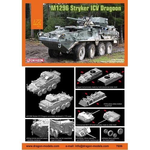 Dragon 1/72 M1296 Stryker ICV Dragoon Plastic Model Kit [7686]