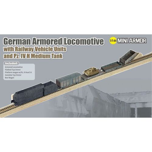 Dragon 1/144 German Armored Locomotive w/ Railway Vehicle Units Plastic Model Kit [14152]