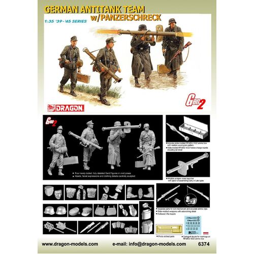 Dragon 1/35 GERMAN ANTITANK TEAM w/PANZERSCHRECK (GEN2) [6374]