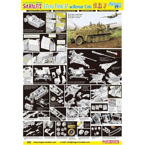 Dragon 1/35 Sd.Kfz.7/2 3.7cm Flak 37 w/Armor Cab Plastic Model Kit [6542]