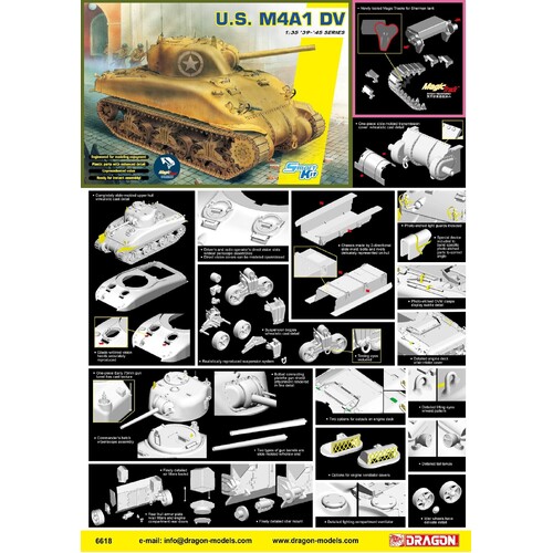 Dragon - 6618 1/35 U.S. M4A1 DV (w/ Magic Tracks) Plastic Model Kit