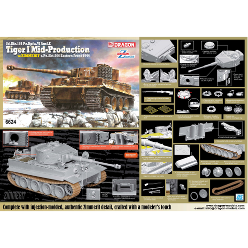 Dragon - 1/35 Sd.Kfz.181 Pz.Kpfw.Vi Ausf.E Tiger I Mid Production W/Zimmerit