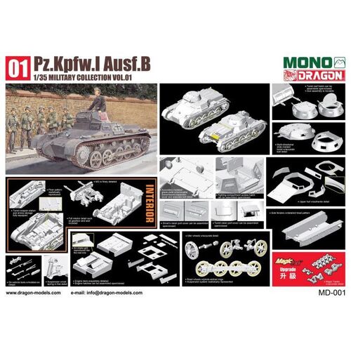 Mono X Dragon MD-001 1/35 Pz.Kpfw.I Ausf.B w/Interior Plastic Model Kit [MD001]