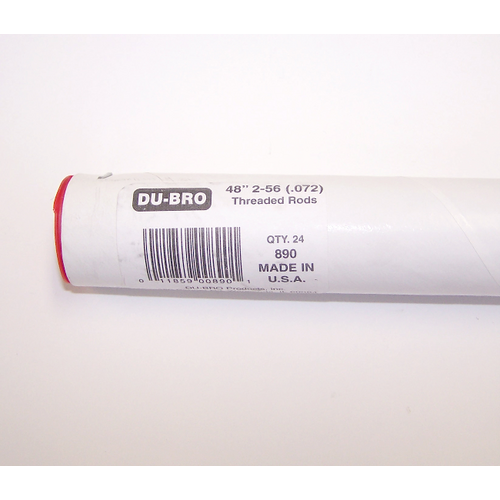 DUBRO 890 48in (1220MM) .072 ROD 2-56 THREAD (24 PC PER TUBE)