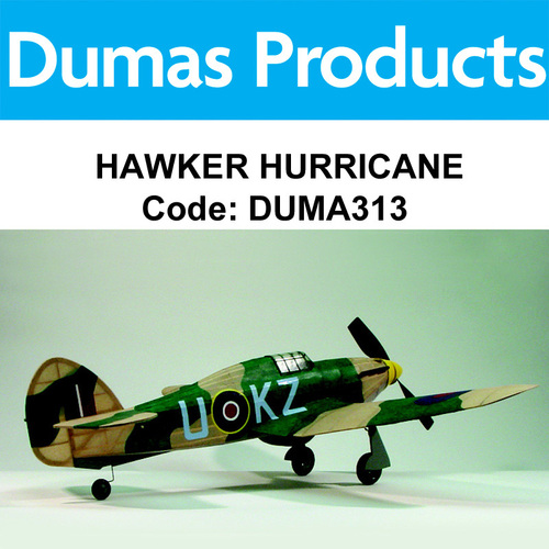 DUMAS 313 HAWKER HURRICANE 30 INCH WINGSPAN RUBBER POWERED