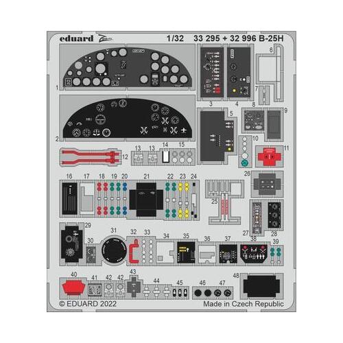 Eduard 1/32 B-25H interior Photo etched set for HKM [32996]