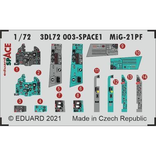 Eduard - 3DL72003 1/72 MiG-21PF SPACE 3D Decals