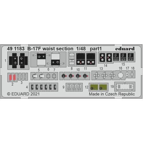 Eduard - 491183 1/48 B-17F waist section Photo etched parts