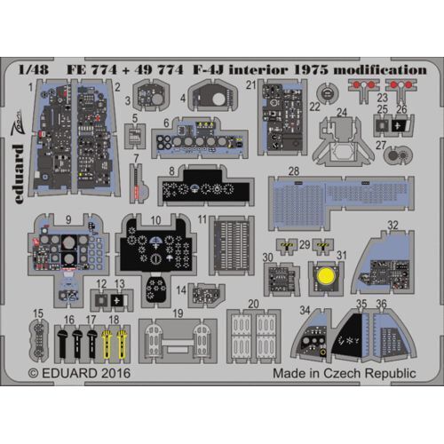 Eduard - 49774 1/48 F-4J interior 1975 modification (Academy)