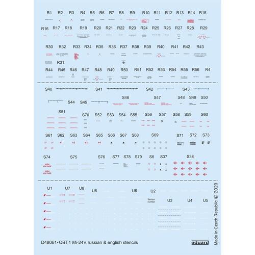 Eduard - D48061 1/48 Mi-24V stencils Russian & English Decals