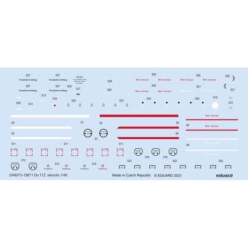 Eduard - D48073 1/48 Do 17 stencils Decals