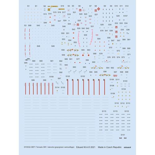 Eduard - D72032 1/72 Tornado GR.1 stencils (gray/green camouflage) Decals