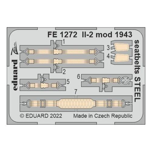 Eduard 1/48 IL-2 mod. 1943 seatbelts Steel Photo etched parts [FE1272]