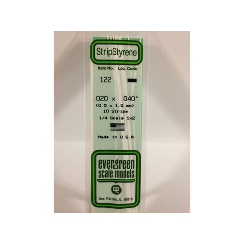 Evergreen - Styrene Strip White .020 X .040 X 14 - #122