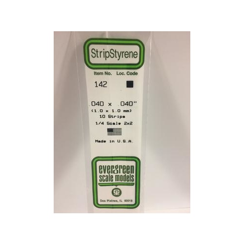 Evergreen - Styrene Strip White .040 X .040 X 14 - #142