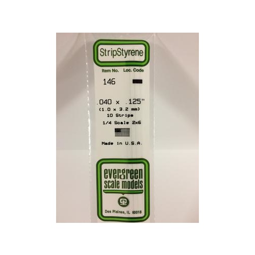 Evergreen - Styrene Strip White .040 X .125 X 14 - #146