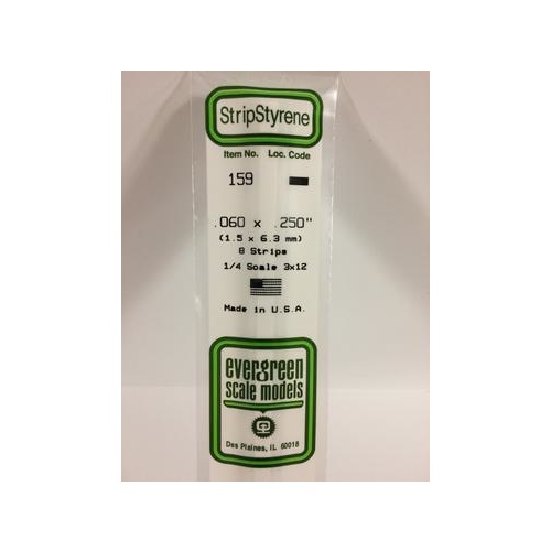 Evergreen - Styrene Strip White .060 X .250 X 14 - #159