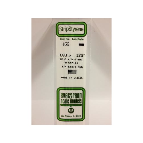 Evergreen - Styrene Strip White .080 X .125 X 14 - #166