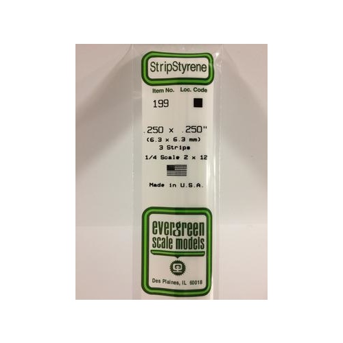 Evergreen - Styrene Strip White .250 X .250 X 14 - #199