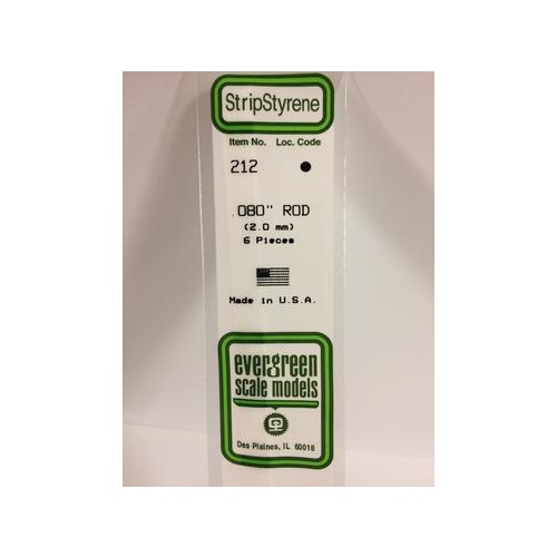 Evergreen - Styrene Rod White .080 X 14 - #212