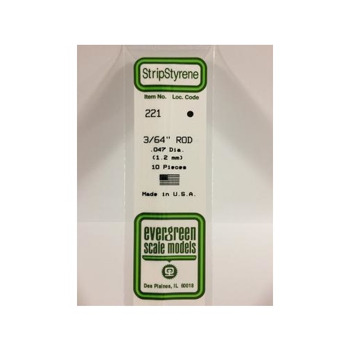 Evergreen - Styrene Rod White .047 X 14 - #221