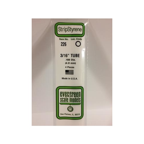 Evergreen - Round Styrene Tubing 3/16 X 14 - #226