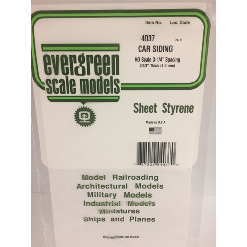 Evergreen - HO Car Siding .040 Thick - #4037