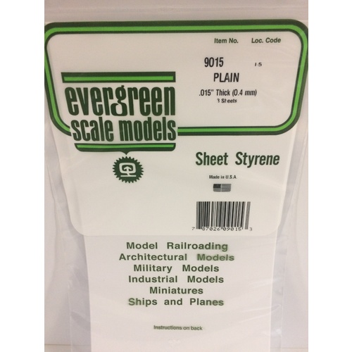 Evergreen - Plain .015' Sheets - #9015