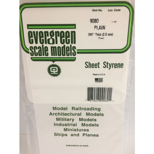 Evergreen - Plain .080 ' Sheets - #9080