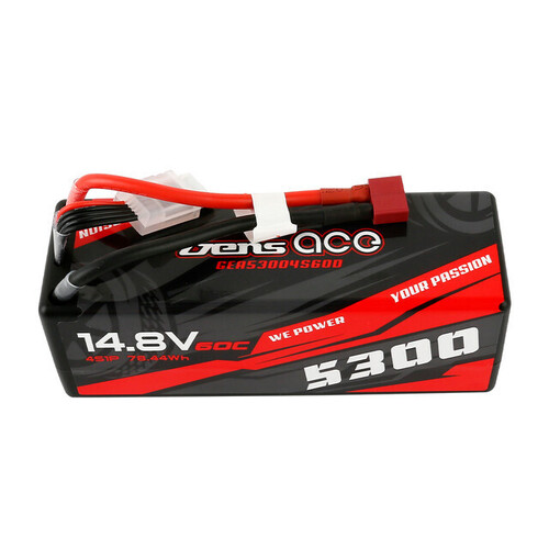 Gens Ace 4S 5300mAh 14.8V 60C Hardcase/Hardwired LiPo Battery (Deans)