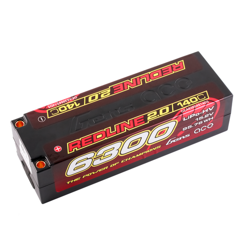 Gens Ace 4S Redline 2.0 6300mAh 140C 15.2V Hardcase Lipo Battery (5.0mm Bullet)