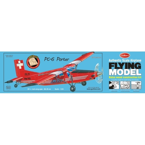 Guillow's PC6 Porter - Laser Cut Balsa Plane Model Kit